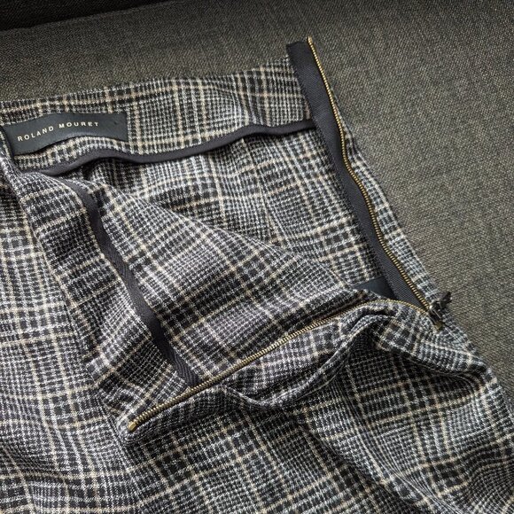 Roland Mouret Tayport Checked Bamboo Wide-leg Pants In Gray - Picture 7 of 16